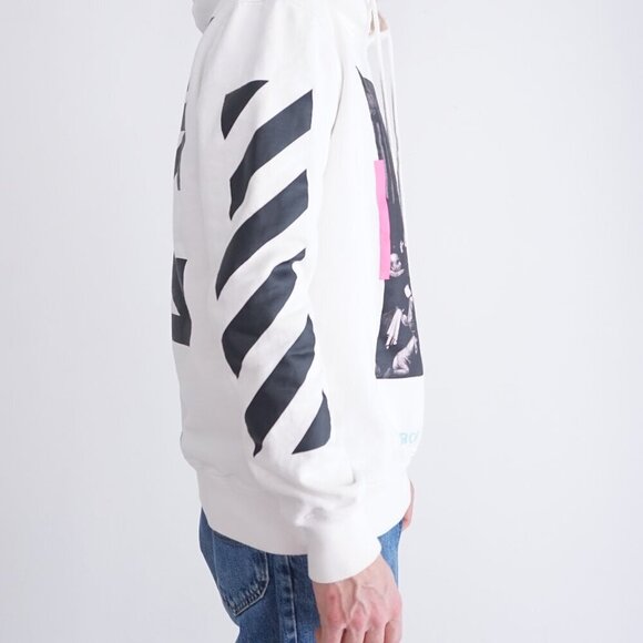 Off-White Caravaggio Hooded Cotton Streetwear Sweatshirt White Size Large - Picture 4 of 16